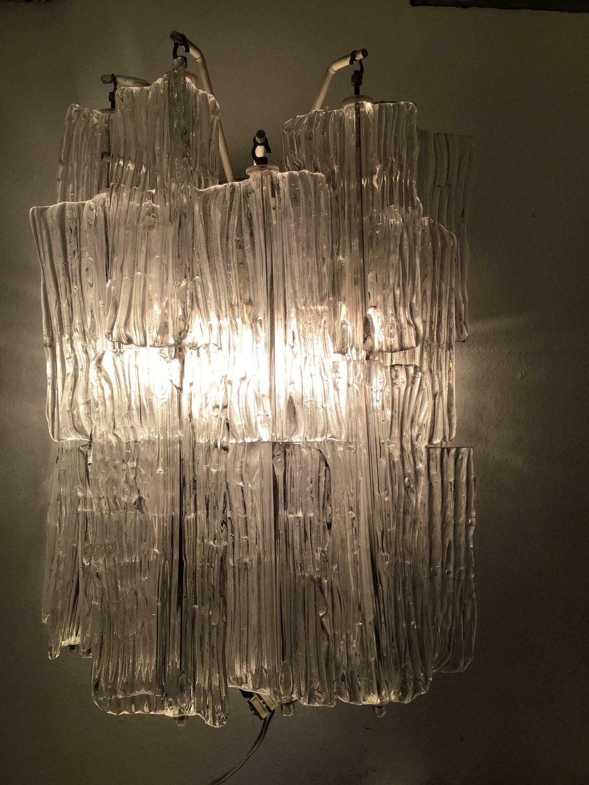 Venini “Toni Zuccheri “ Sconce Murano Glass Metal Crome 1950 Italy photo Lighting