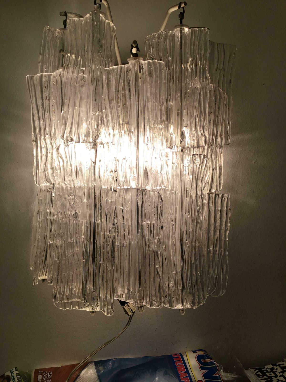 Venini “Toni Zuccheri “ Sconce Murano Glass Metal Crome 1950 Italy photo 2260.0