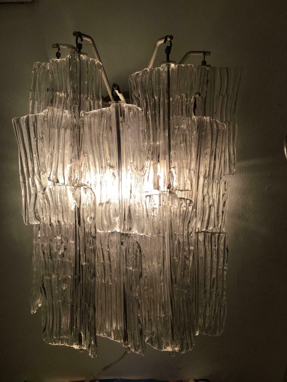 photo for sale Venini “Toni Zuccheri “ Sconce Murano Glass Metal Crome 1950 Italy