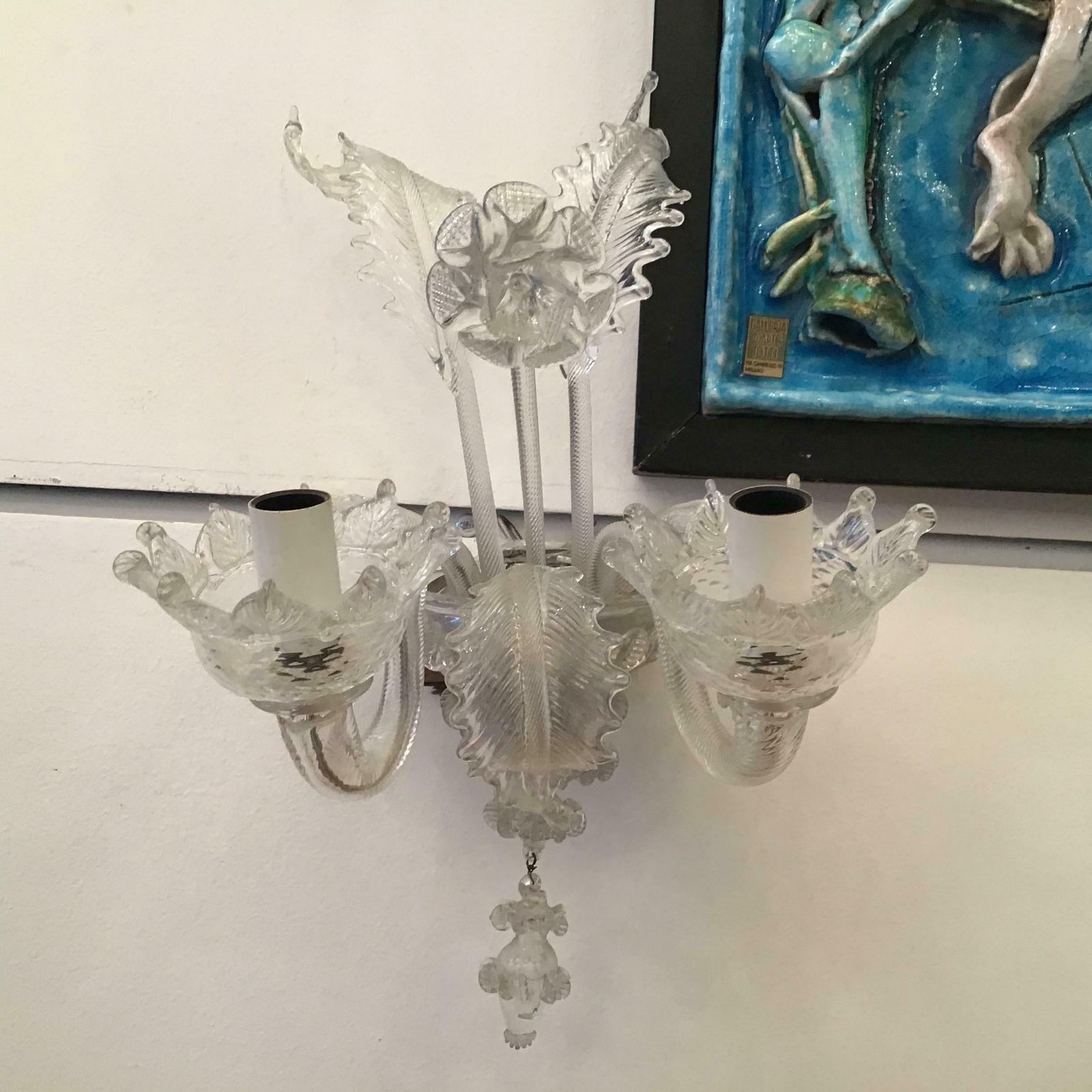Barovier E Toso Sconce Murano Glass Iron Aluminium 1940 Italy photo vintage