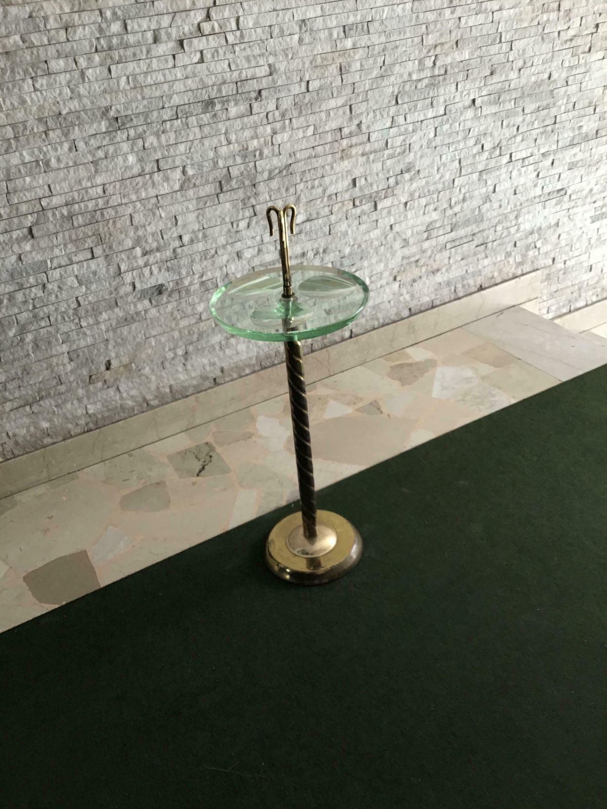 Fontana Arte Floor Ashtray Brass Glass, 1955, Italy