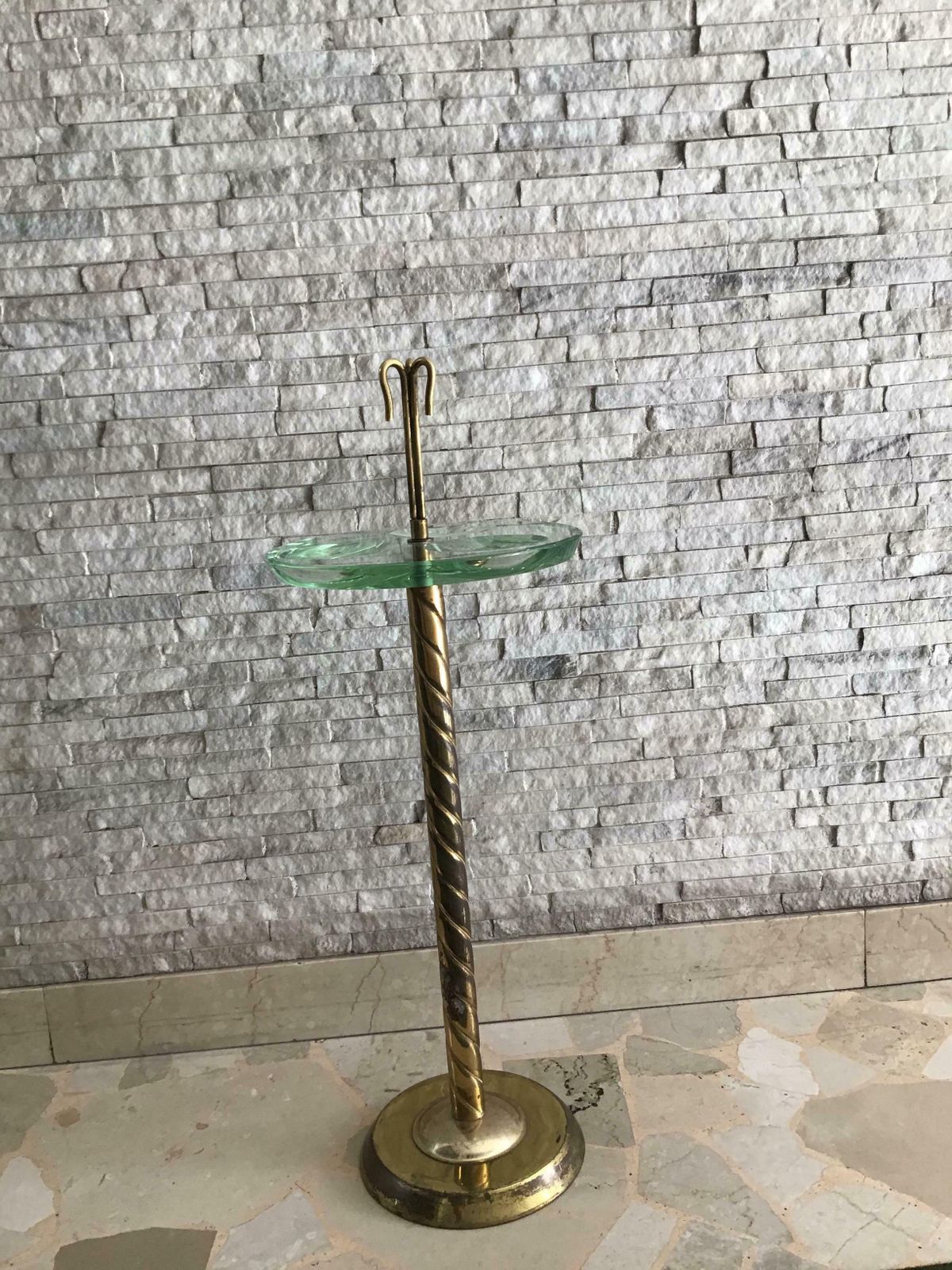 Fontana Arte Floor Ashtray Brass Glass, 1955, Italy photo vintage