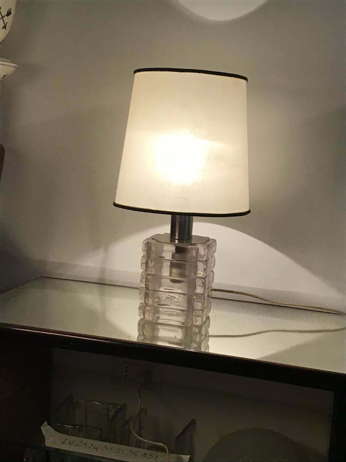 Venini Mazzega Table Lamp Murano Glass Metal Crome, 1965, Italy photo 1989.0