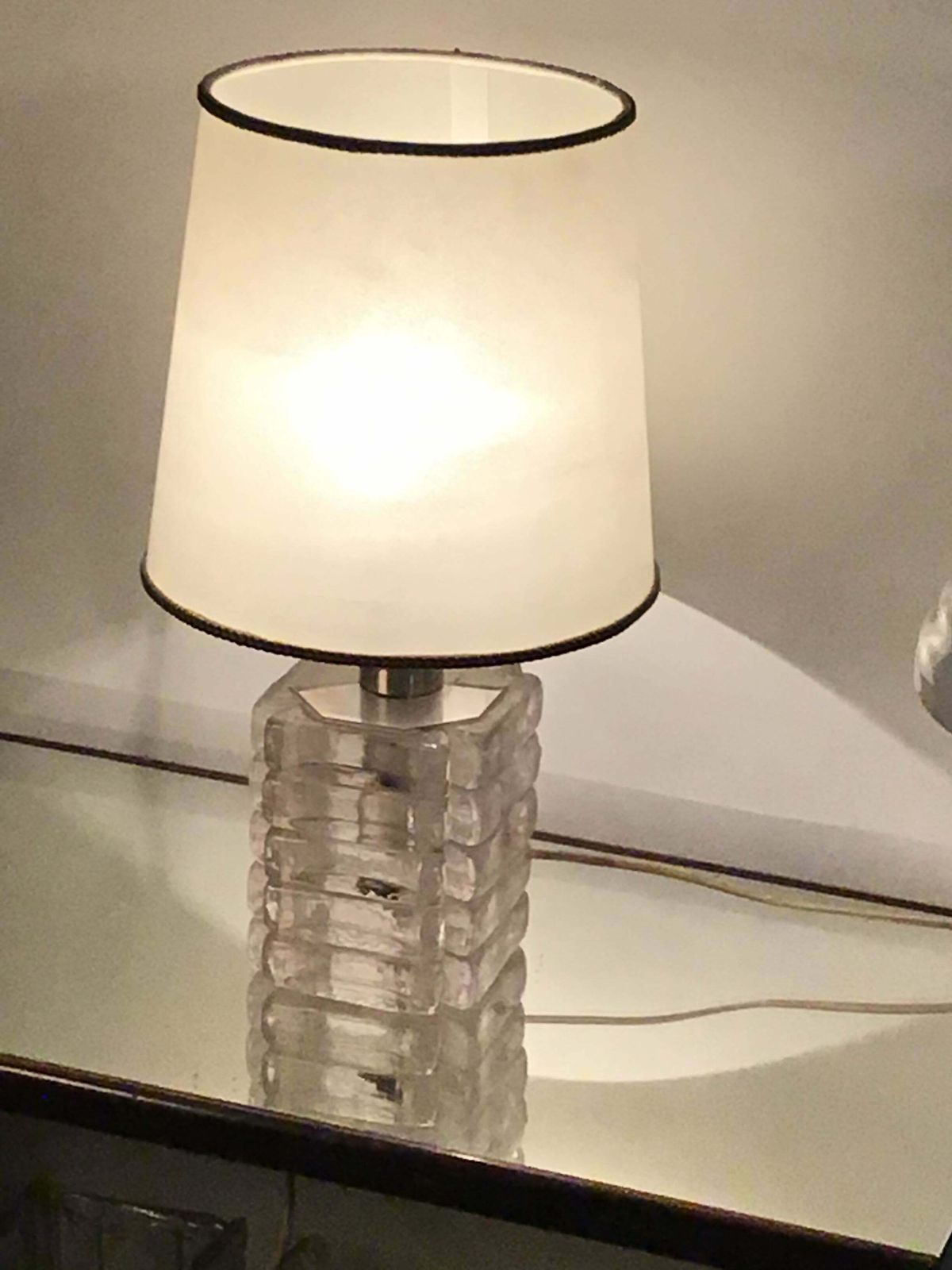 Venini Mazzega Table Lamp Murano Glass Metal Crome, 1965, Italy photo buy