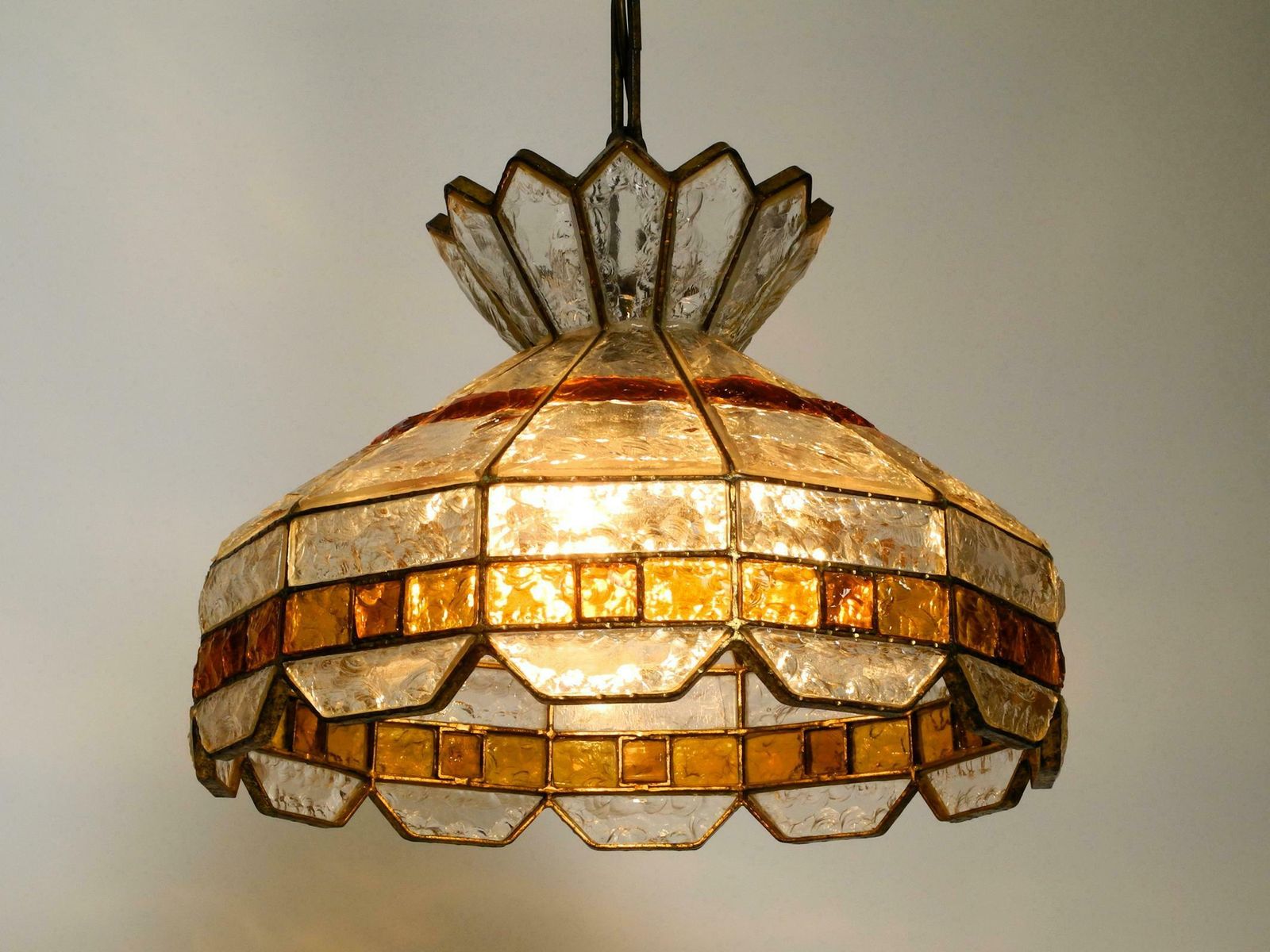 Beautiful Large Heavy 1960s Italian Poliarte Glass Ceiling Lamp photo 2685.0