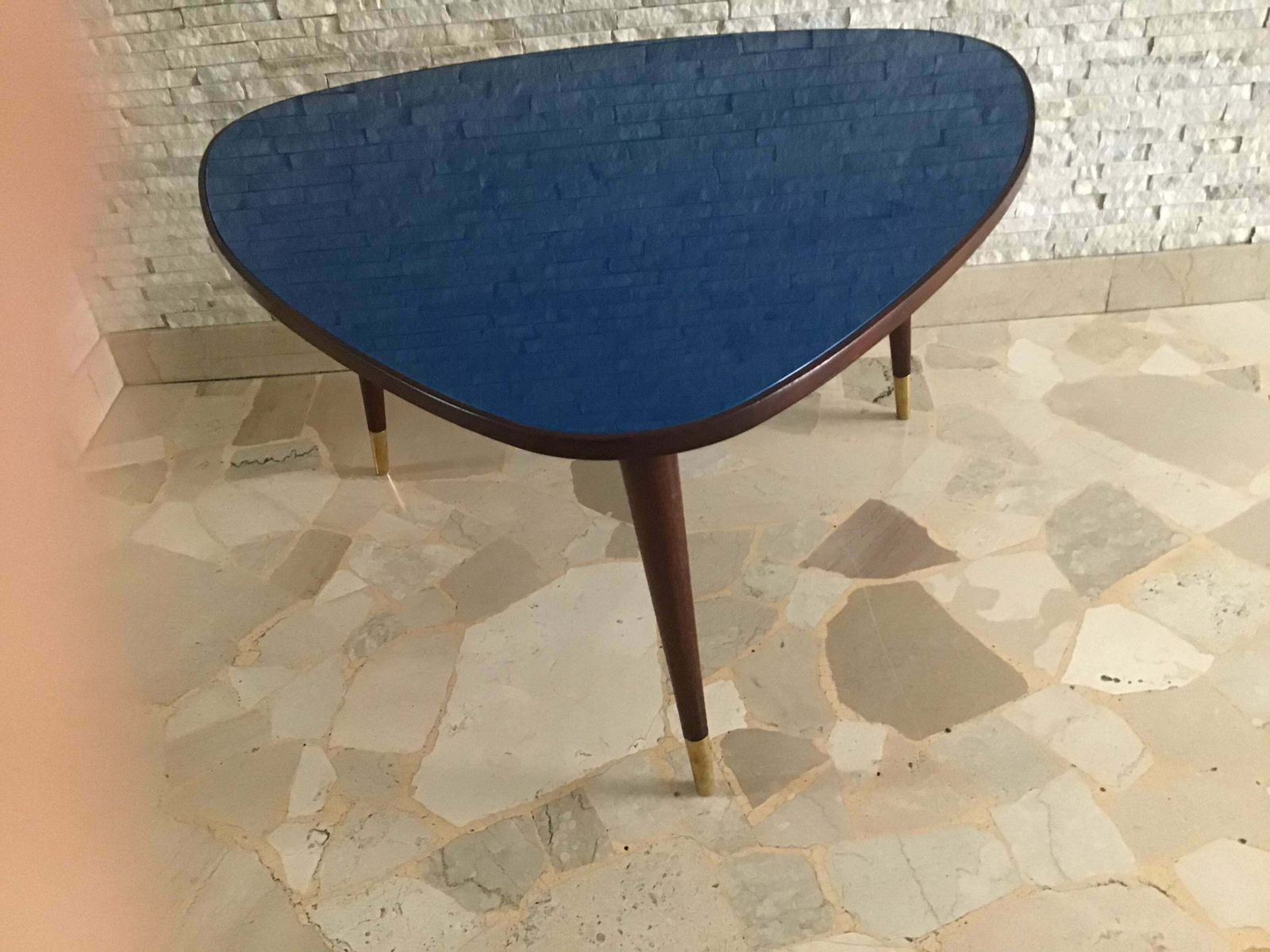 Osvaldo Borsani Coffe’ Table Wood Brass Glass 1950 Italy photo for sale
