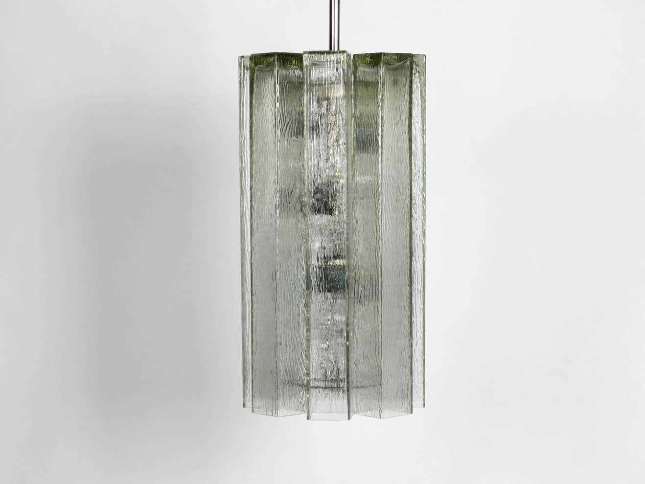 Extra Large Glass Pendant Lamp By Doria Mid Century Modern Brutalist Design photo for sale
