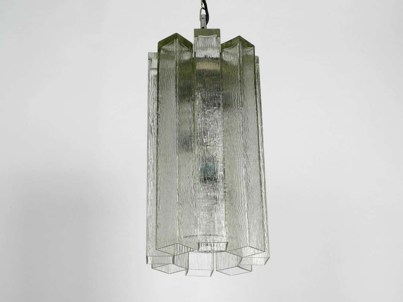 Extra Large Glass Pendant Lamp By Doria Mid Century Modern Brutalist Design photo Lighting