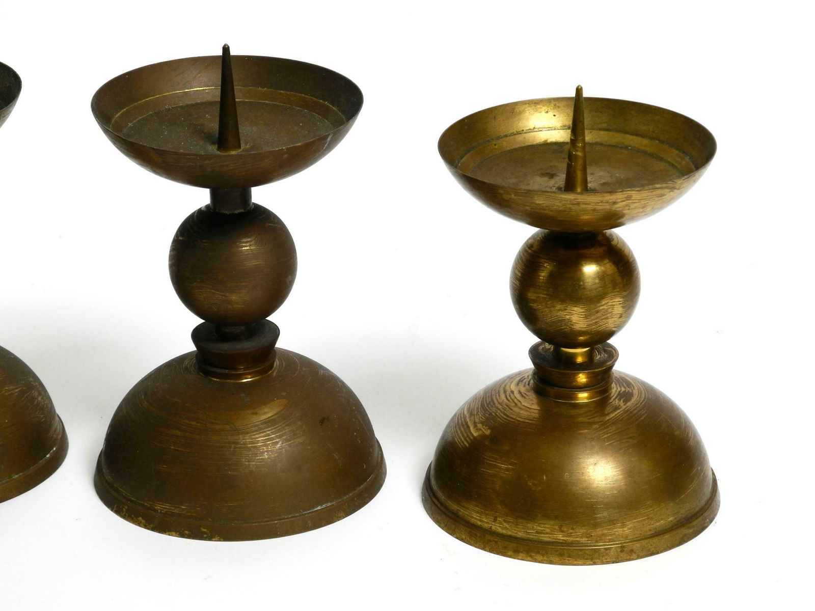 4 Rare Large Heavy Mid Century Brass Candlesticks From A Bavarian Church photo vinterior