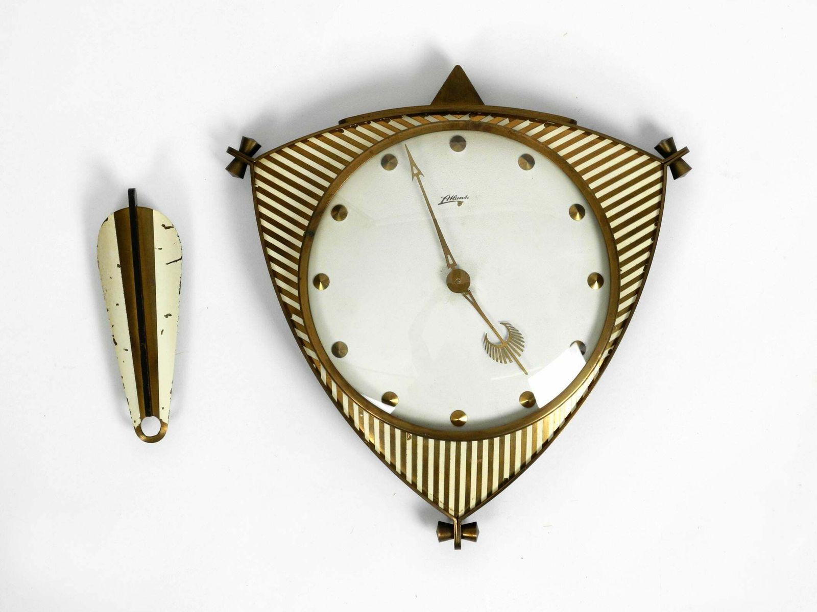 Midcentury Mechanical Atlanta Wall Clock With 10 Days Movement And With Gong photo for sale