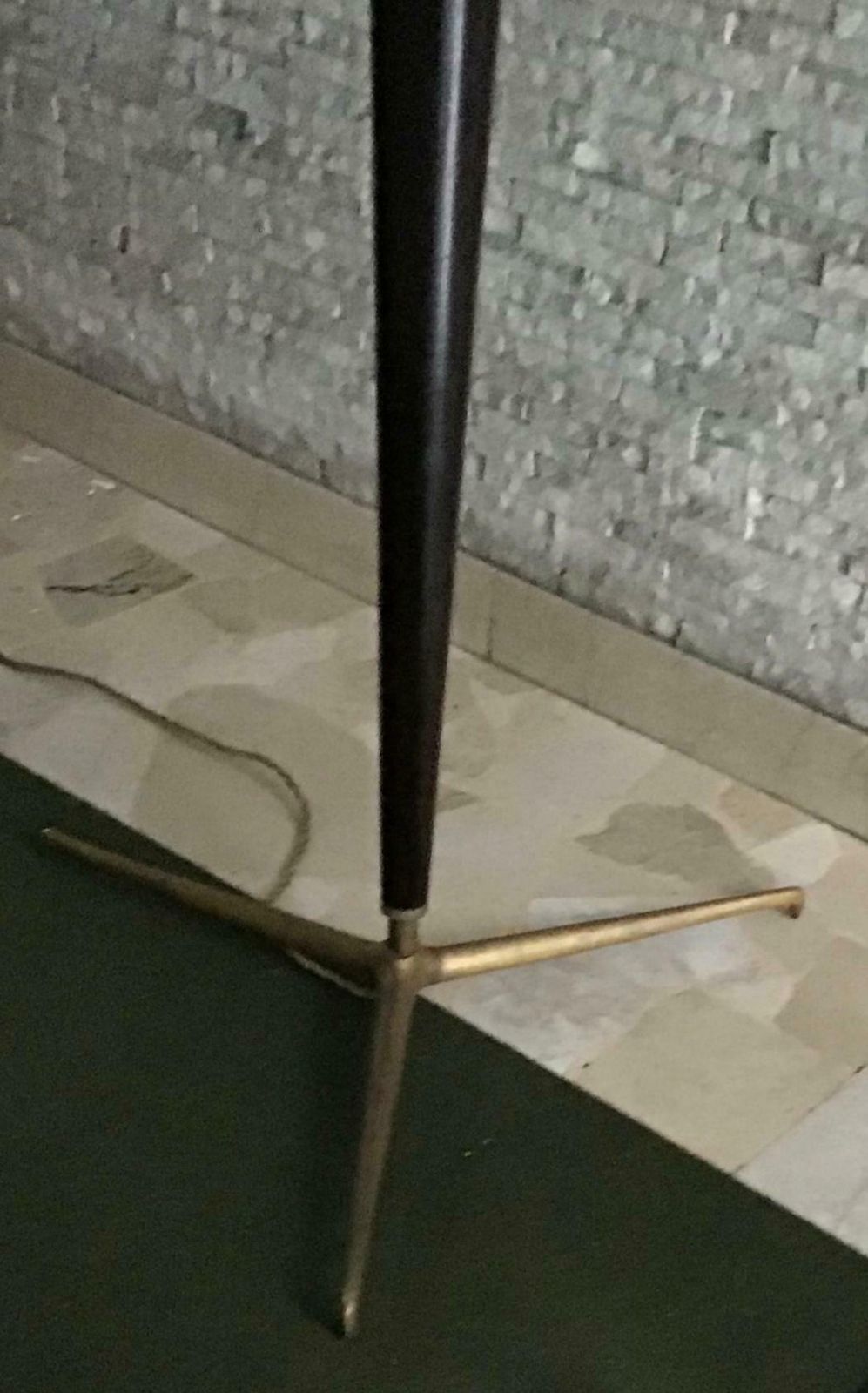 Floor Lamp Ico Parisi #Stile# Wood Brass Fabric Lampshade, 1950, Italy photo furniture