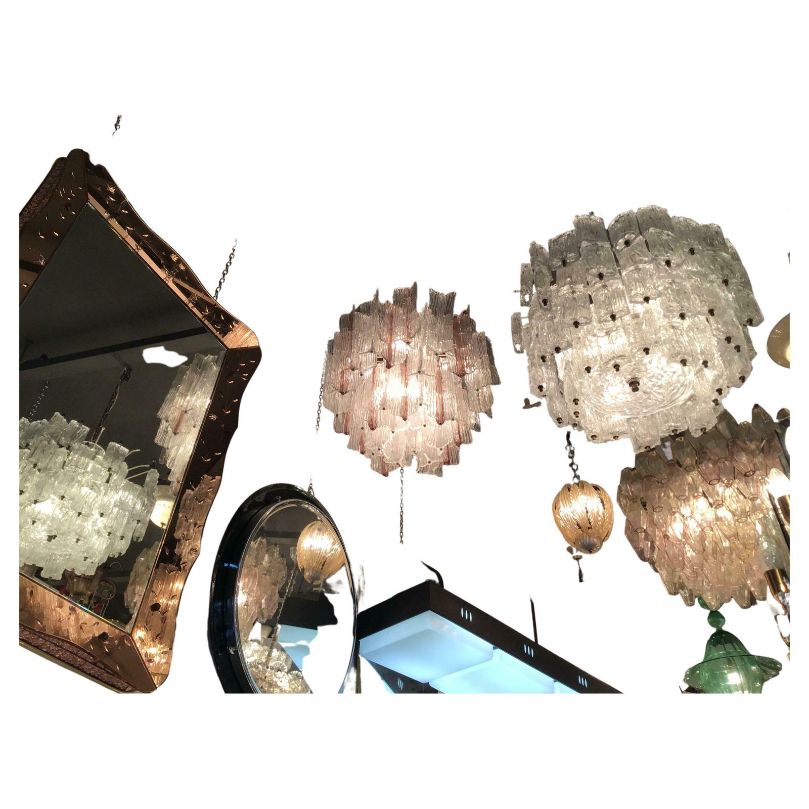 Venini “Toni Zuccheri” Chandelier Murano Glass Metal Crome Iron 1950 Italy