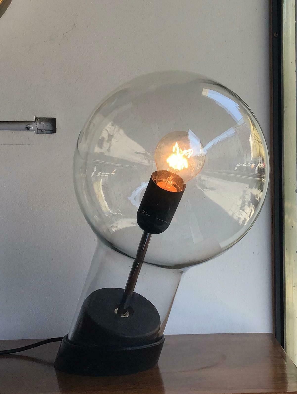 Stilnov Styletable Lamp Glass Ghisa Metal, 1960, Italy photo for sale