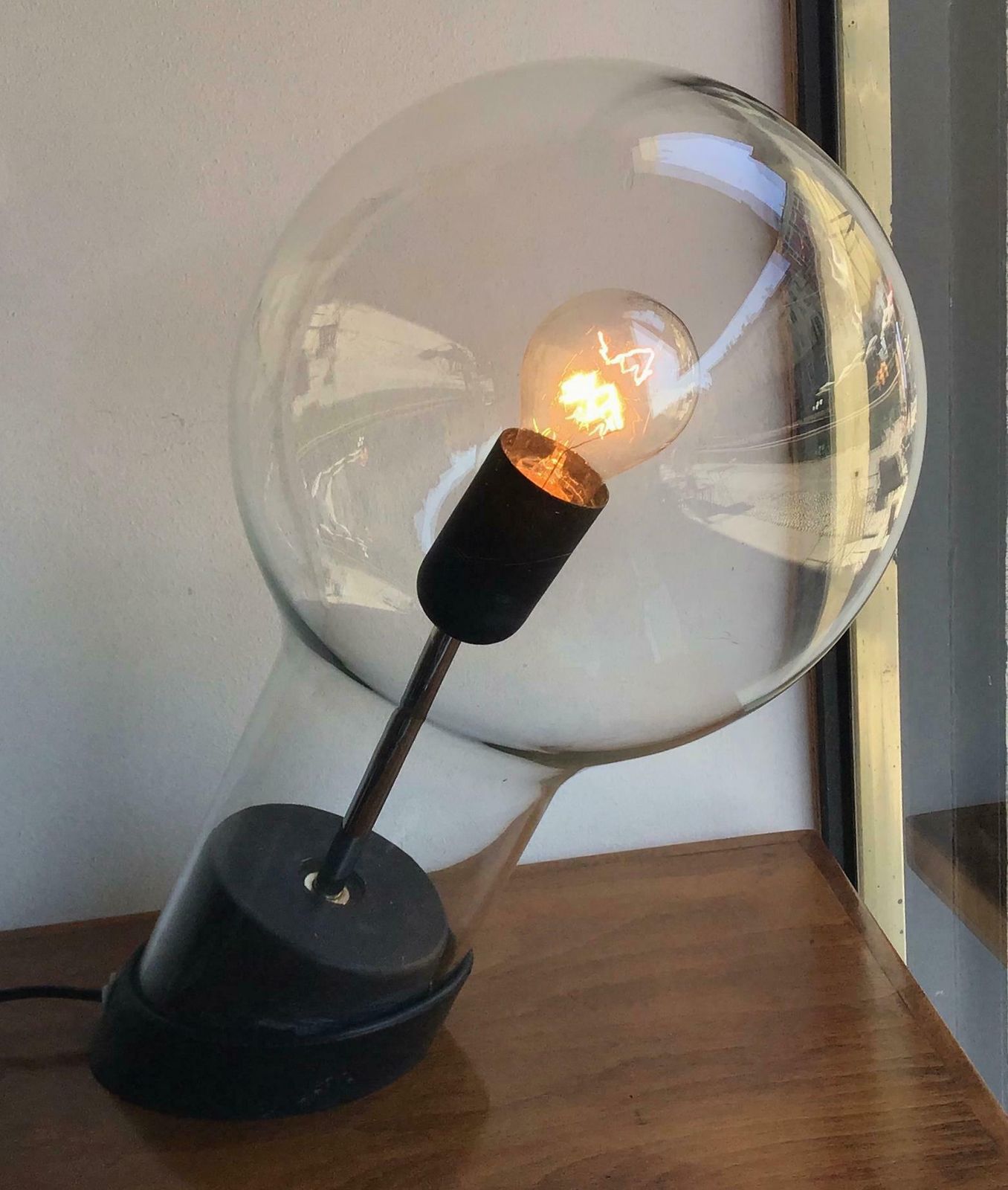 photo vinterior Stilnov Styletable Lamp Glass Ghisa Metal, 1960, Italy