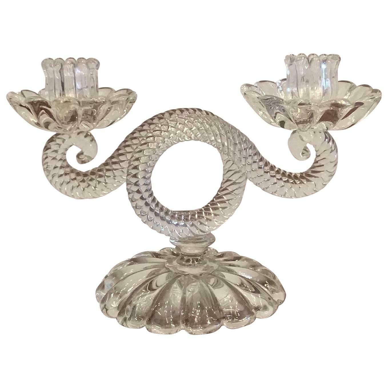 Seguso Candleholder Murano Glass 1930 Italy