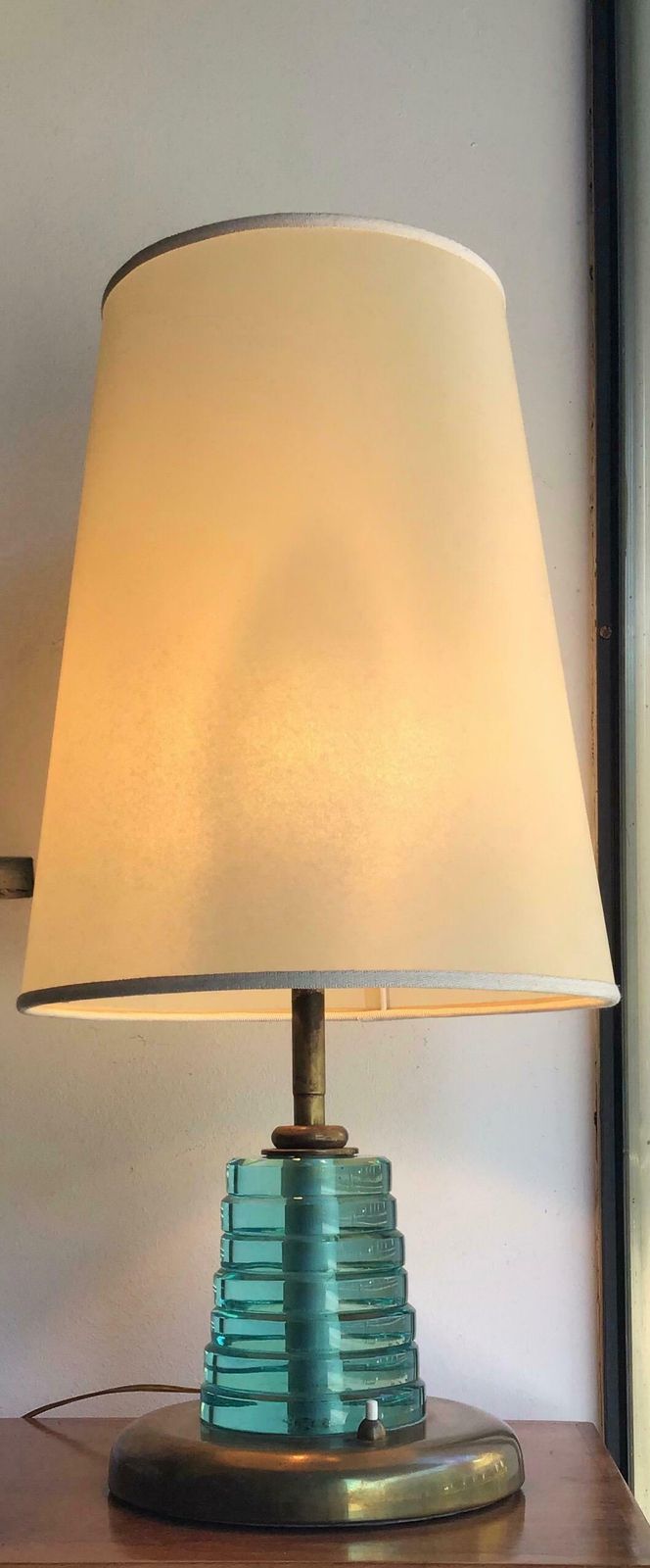 Fontana Arte Table Lamp Brass Glass Pergamena, 1950, Italy photo vinterior