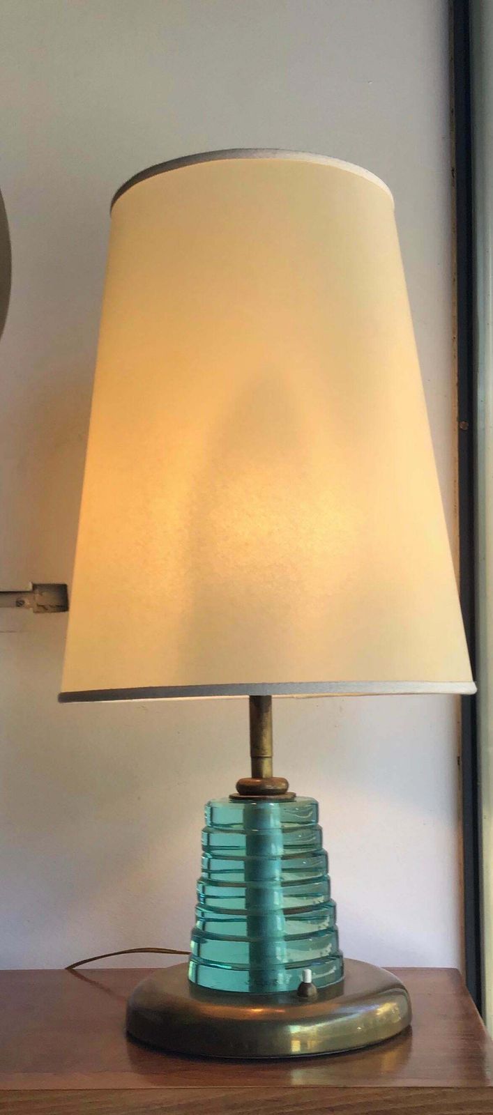 Fontana Arte Table Lamp Brass Glass Pergamena, 1950, Italy photo vintage
