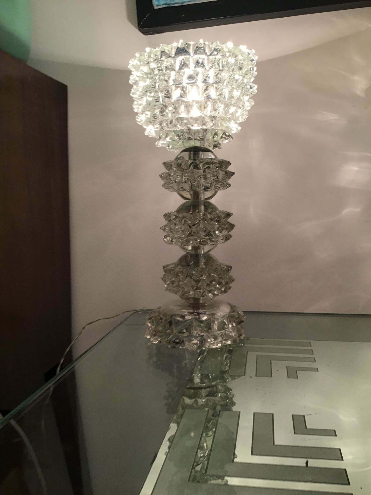 Barovier E Toso “Rostrato” Table Lamp Murano Glass Metal Crome 1940 Italy photo Lighting