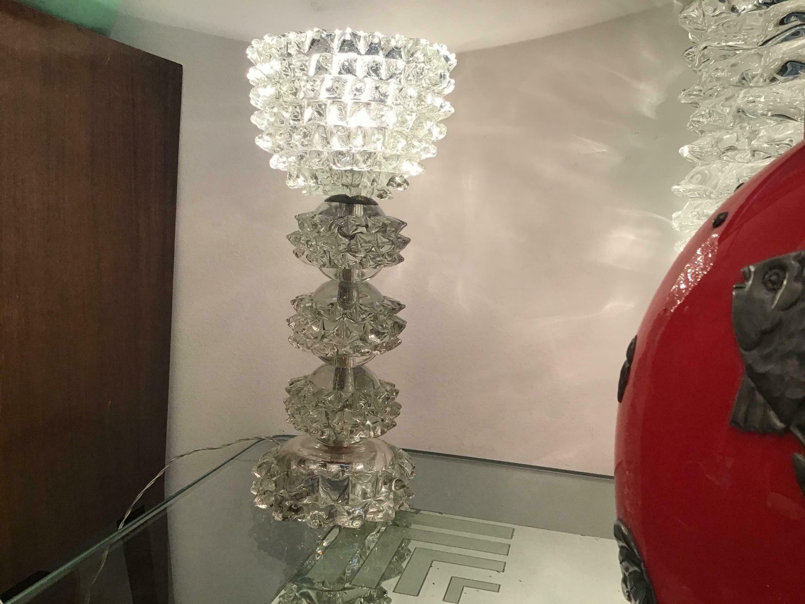 photo furniture Barovier E Toso “Rostrato” Table Lamp Murano Glass Metal Crome 1940 Italy