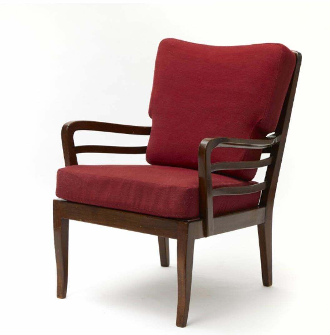 Cavatorta Pair Of Armchairs Wood Padded Fabric, 1950, Italy photo for sale
