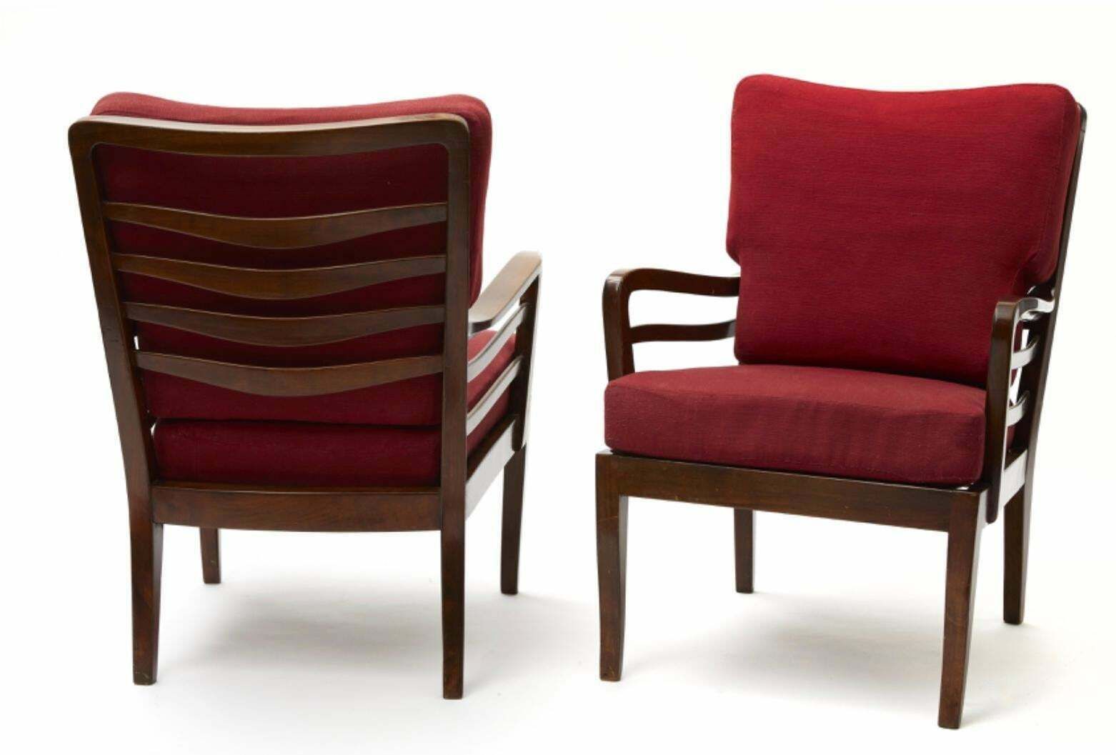 Cavatorta Pair Of Armchairs Wood Padded Fabric, 1950, Italy photo Furniture