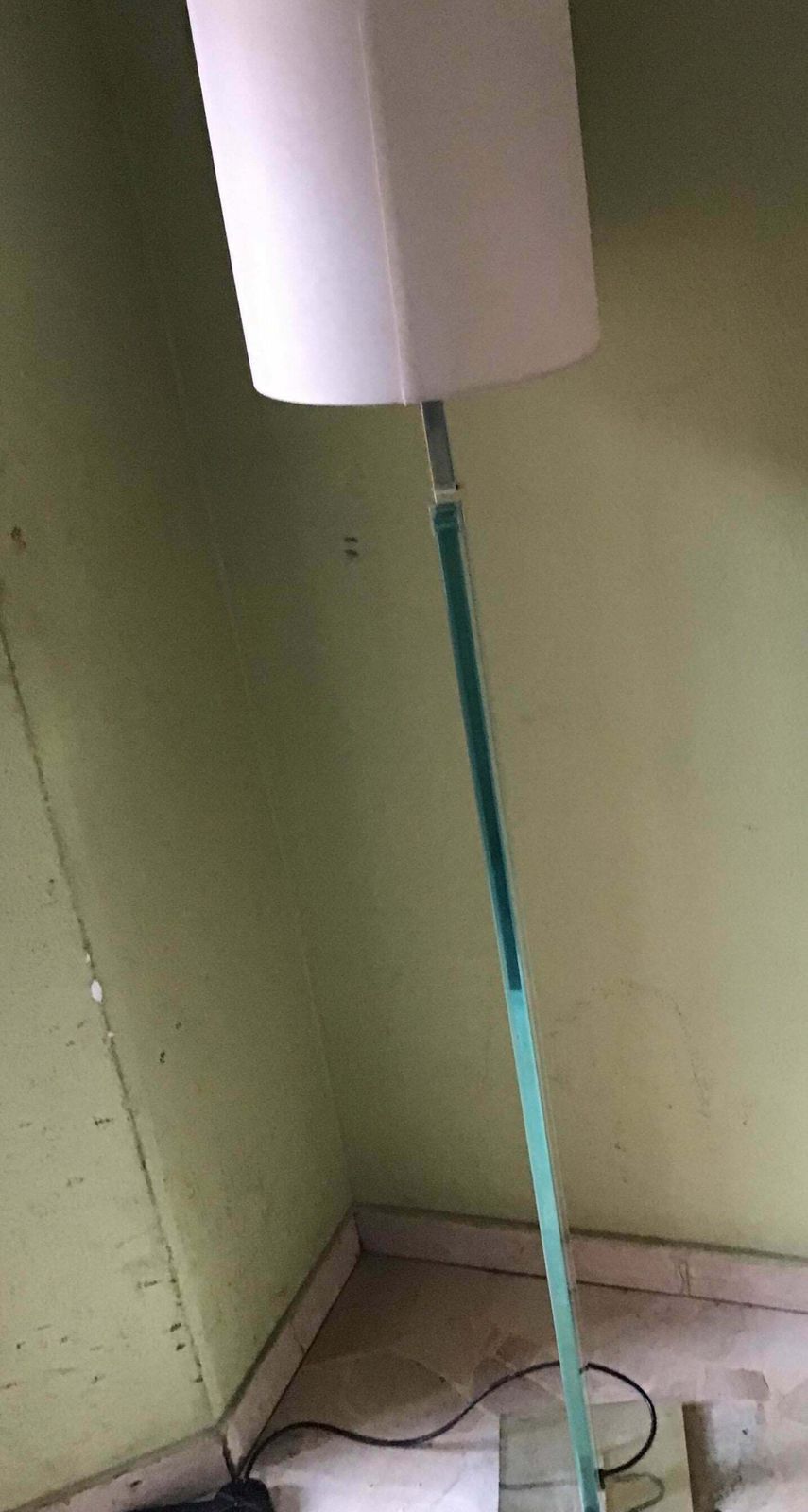 Fontana Arte Floor Lamp 1960 Crome Brass Glass Fabric Lampshade, Italy photo vinterior