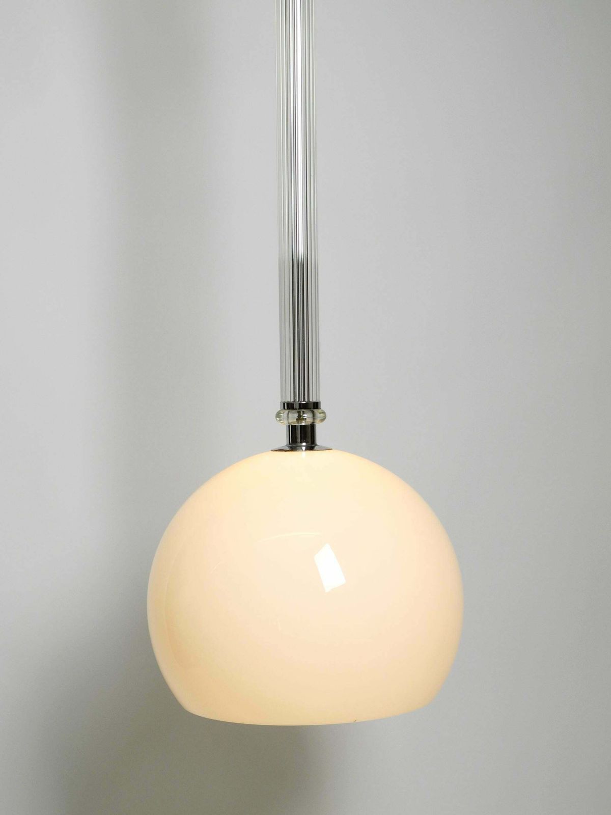 Large Rare Czech Mid Century Glass Ceiling Lamp With Glass Shade And Glass Rod photo 1546.0