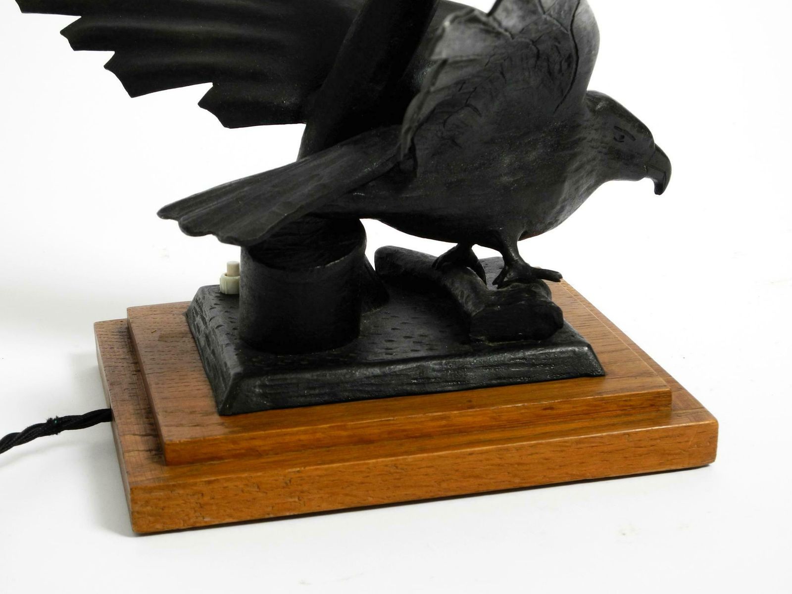 Very Elegant Large 1940s Table Lamp Made Of Iron In The Shape Of An Eagle photo vintage