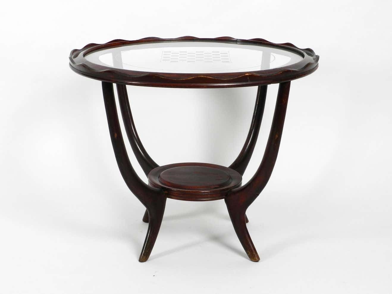 Original Midcentury Chess And Side Table Made Of Wood And Glass From Italy photo for sale