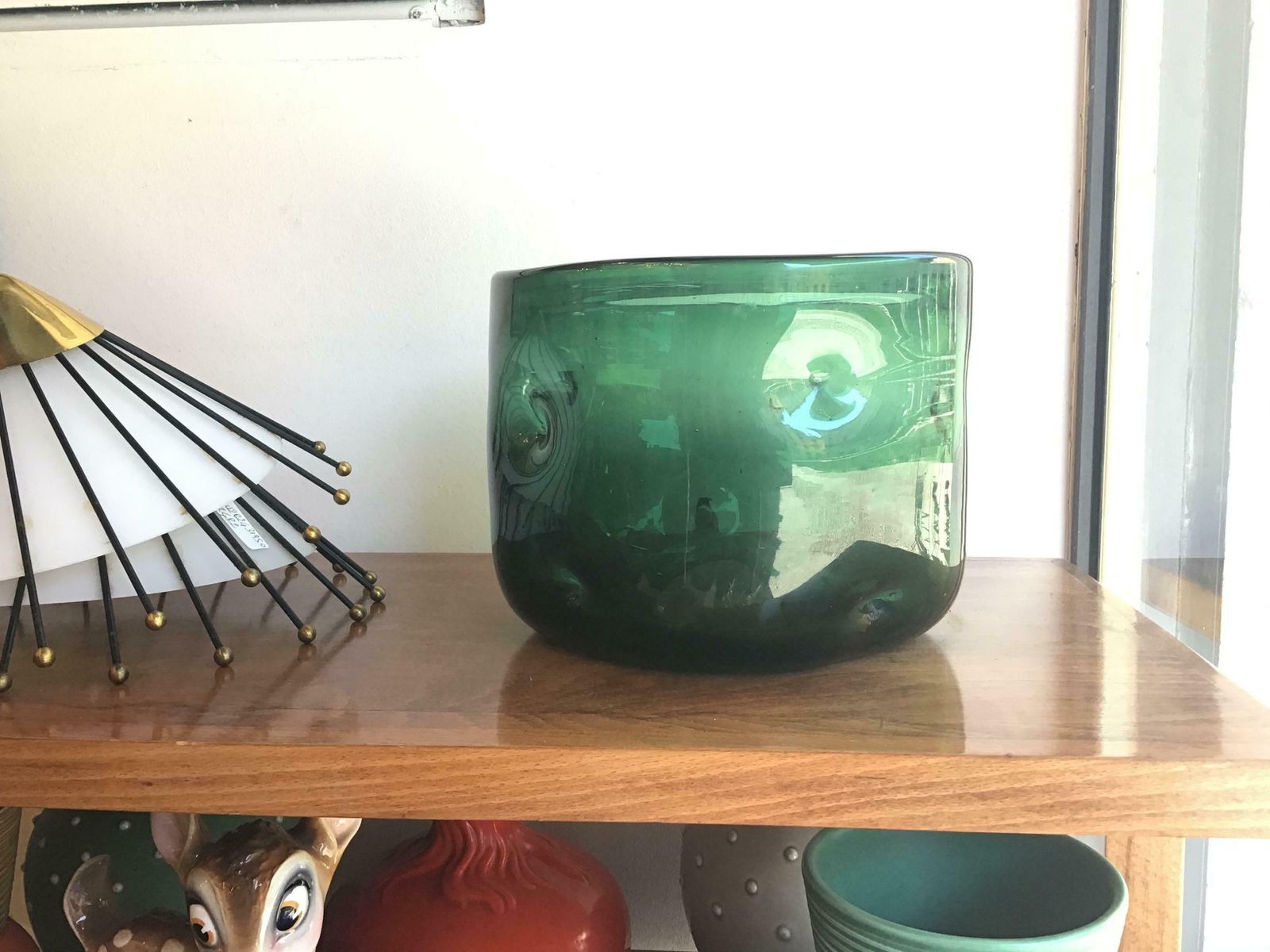Empoli Vase Blown Glass Green, 1955, Italy photo vintage