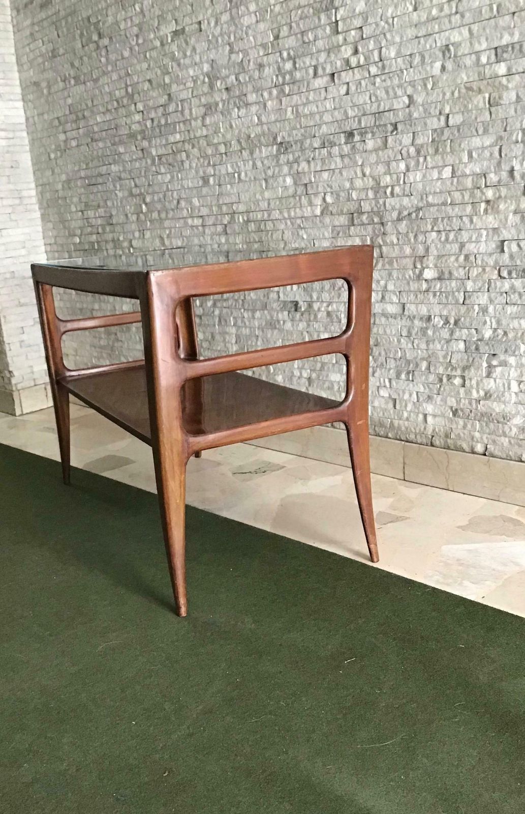 Furniture Paolo Buffa Coffee Table Wood Glass 1950, Italy photo