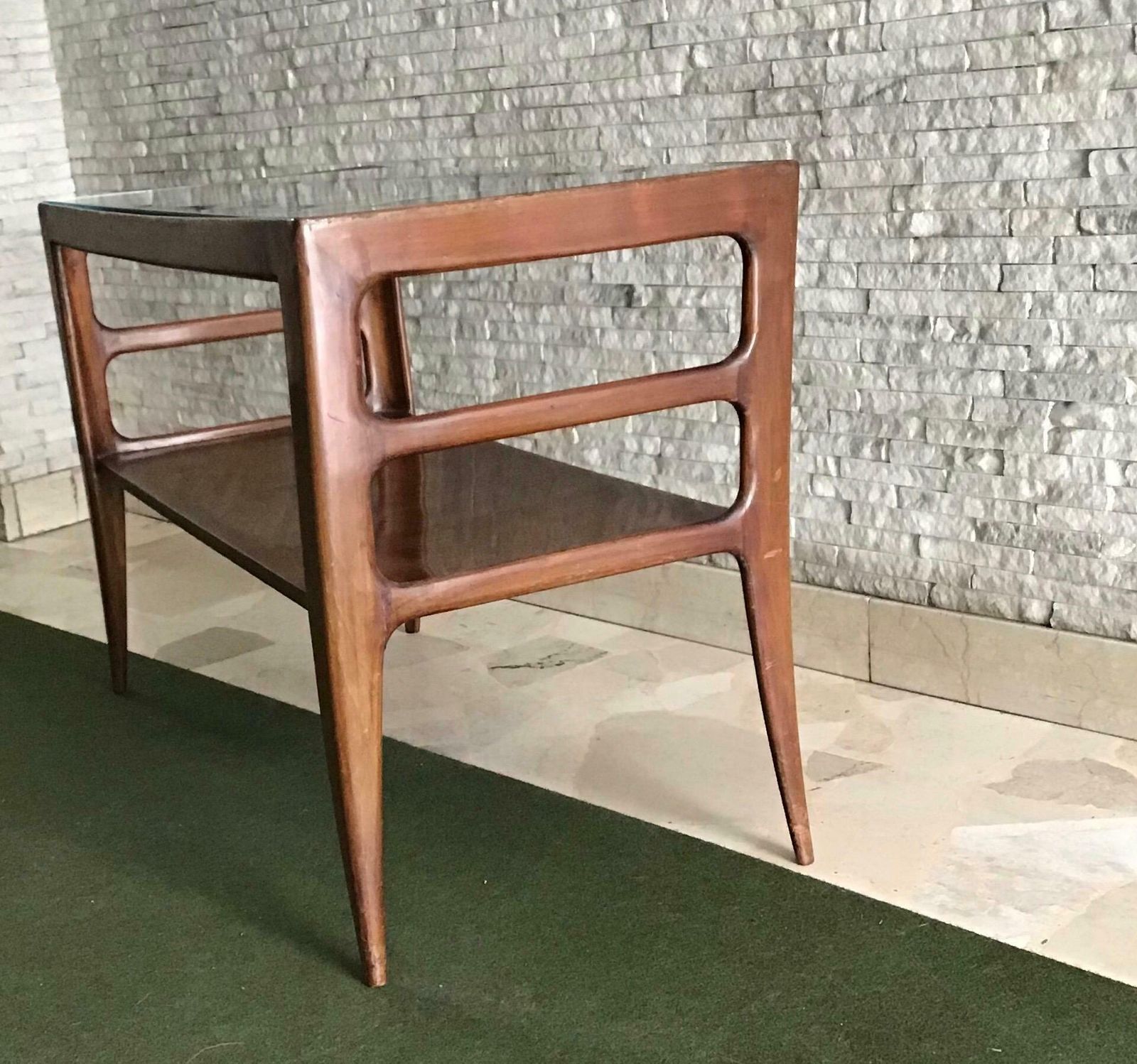 2259.0 Paolo Buffa Coffee Table Wood Glass 1950, Italy photo