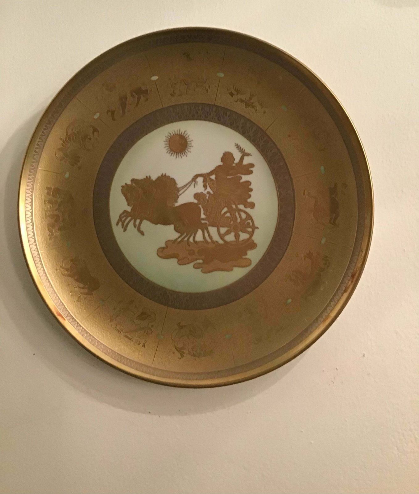 Morbelli “Il Giorno“ Porcelain Wall Plate Pure Gold, 1960, Italy photo buy