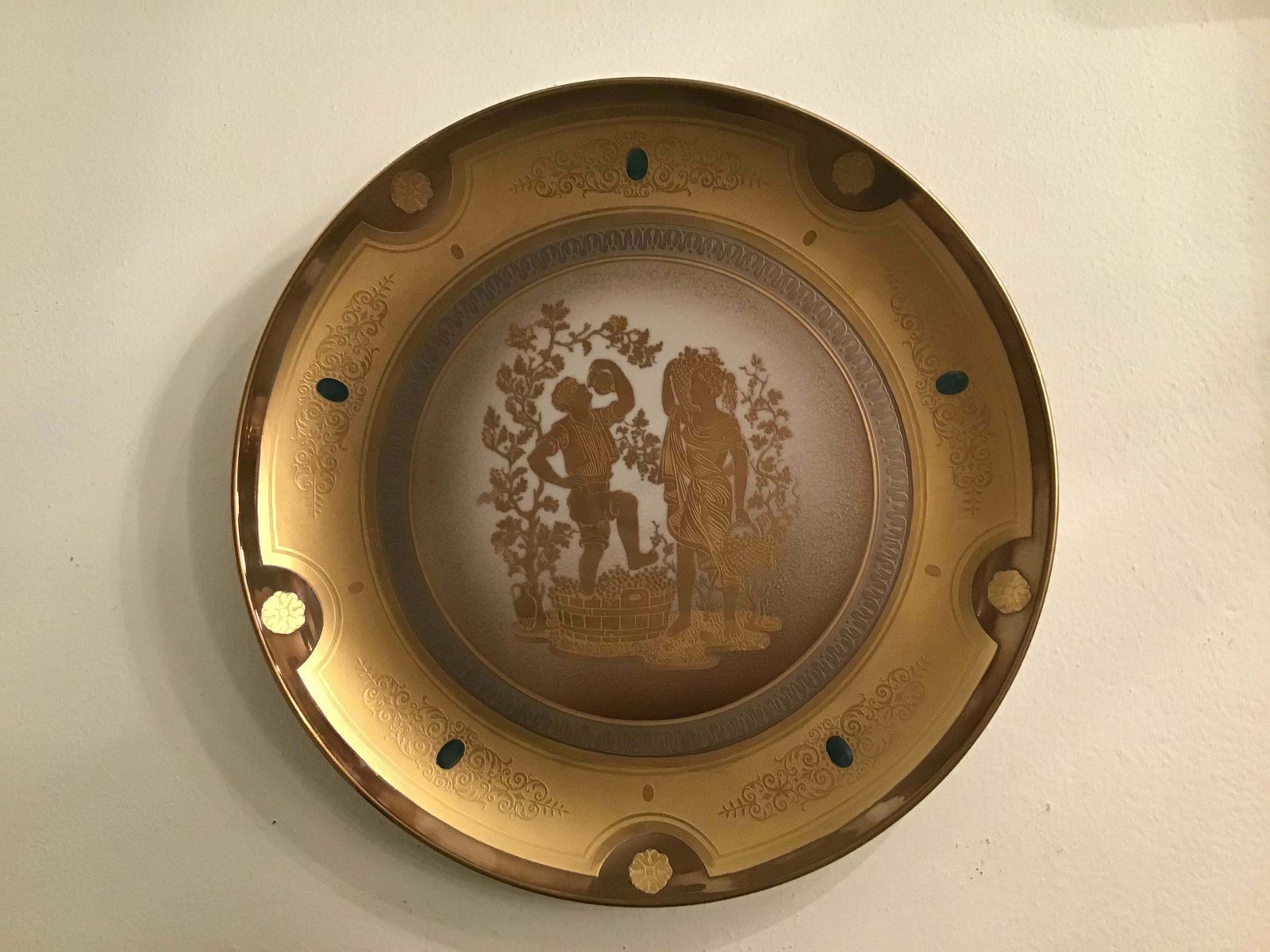 Morbelli Porcelain Wall Plate Gold “ Autunno”, 1960, Italy photo Art