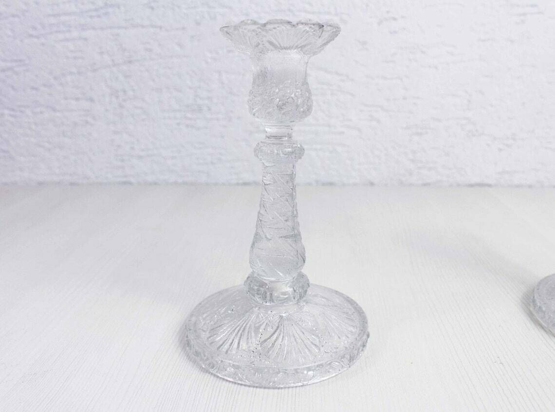 Pair Of Glass Candlesticks In The Art Nouveau Style photo furniture