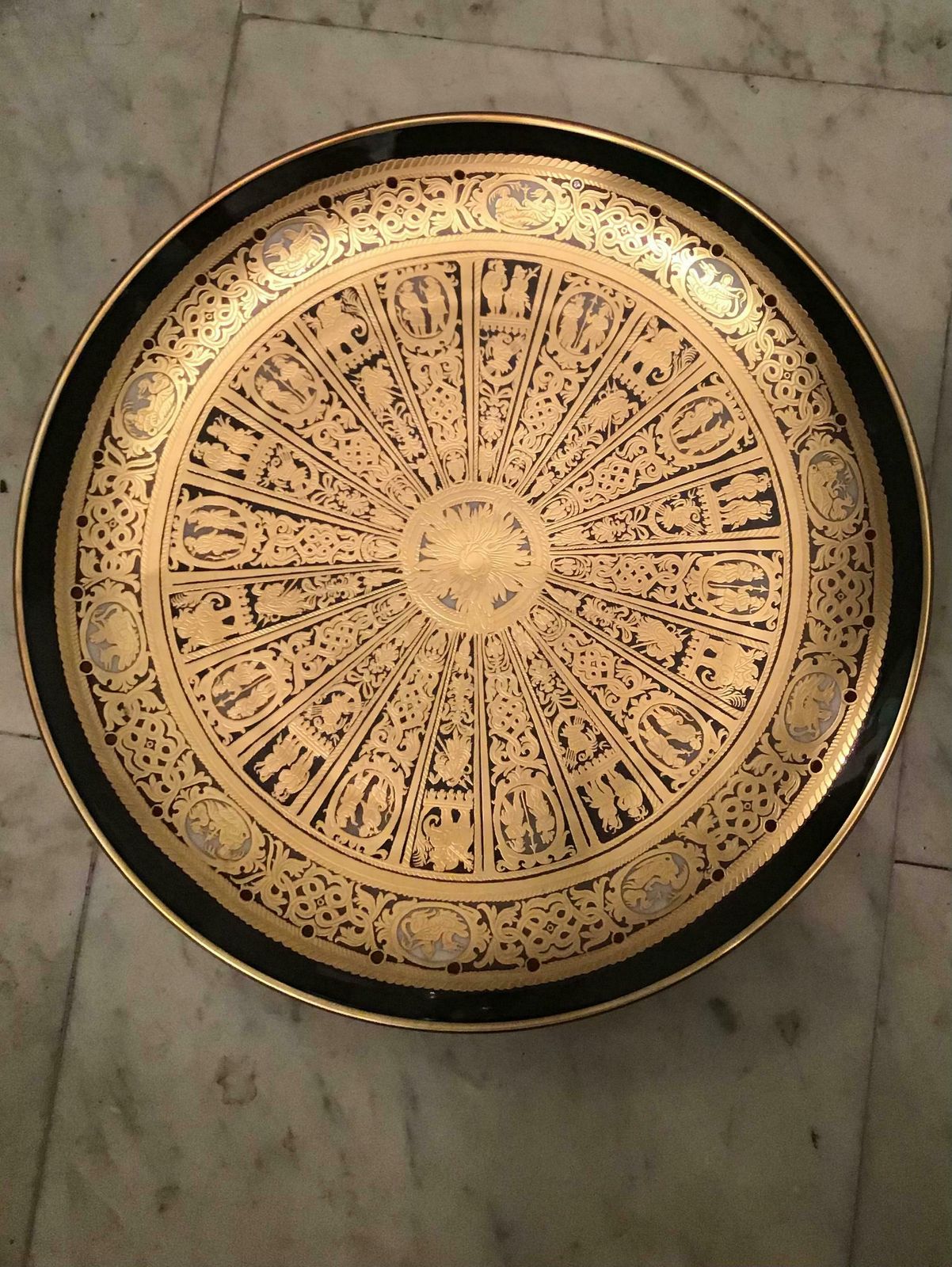Morbelli “Brocchiere” Porcelain Wall Plate Pure Gold 1960 Italy photo Art