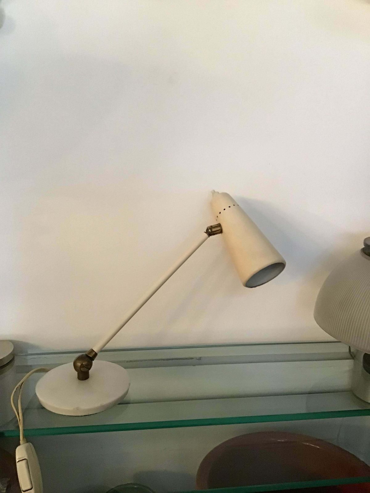 Lighting Stilnovo Style Table Lamp Marble Brass Metal 1950 Italy photo