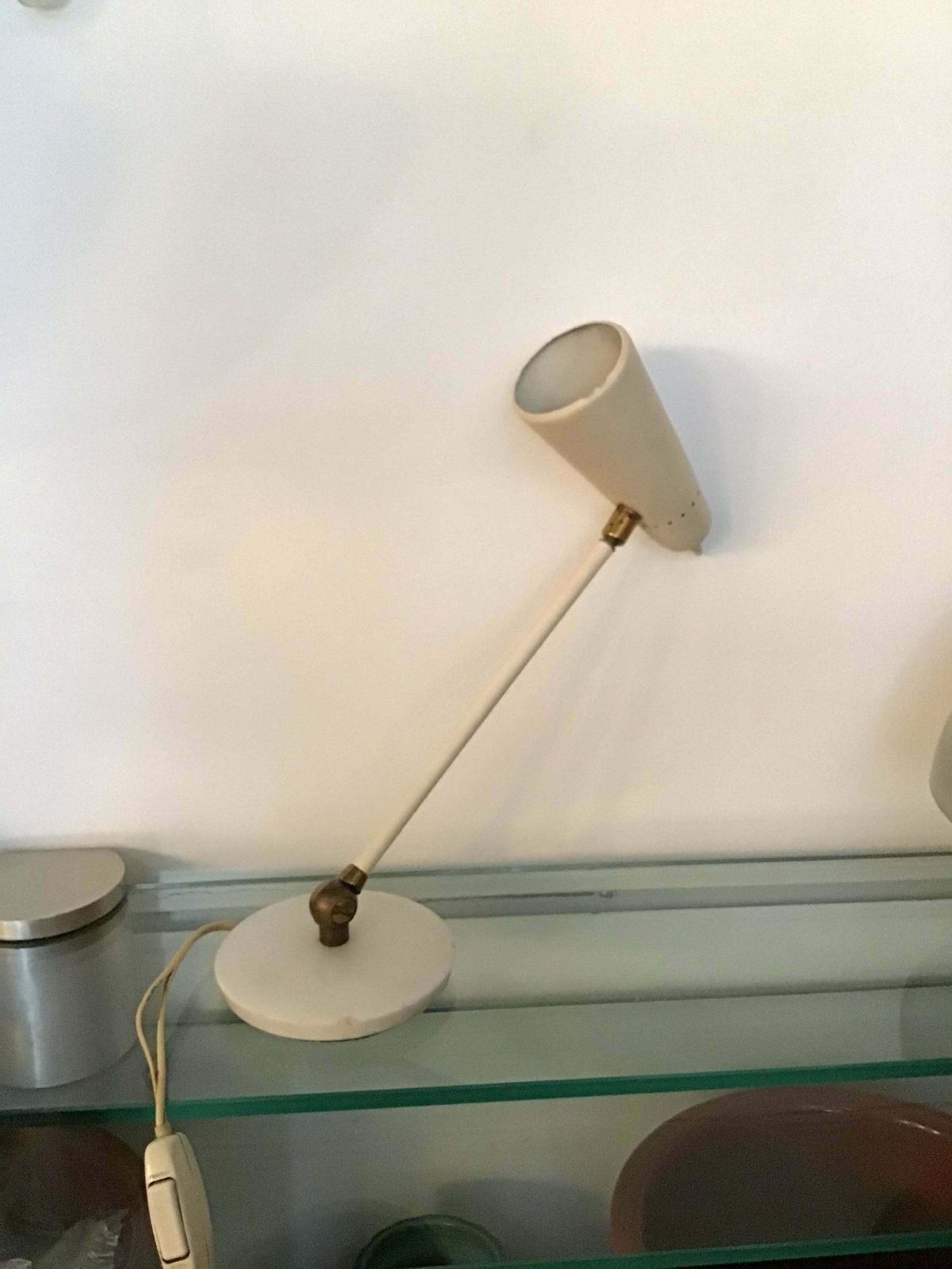 photo vintage Stilnovo Style Table Lamp Marble Brass Metal 1950 Italy