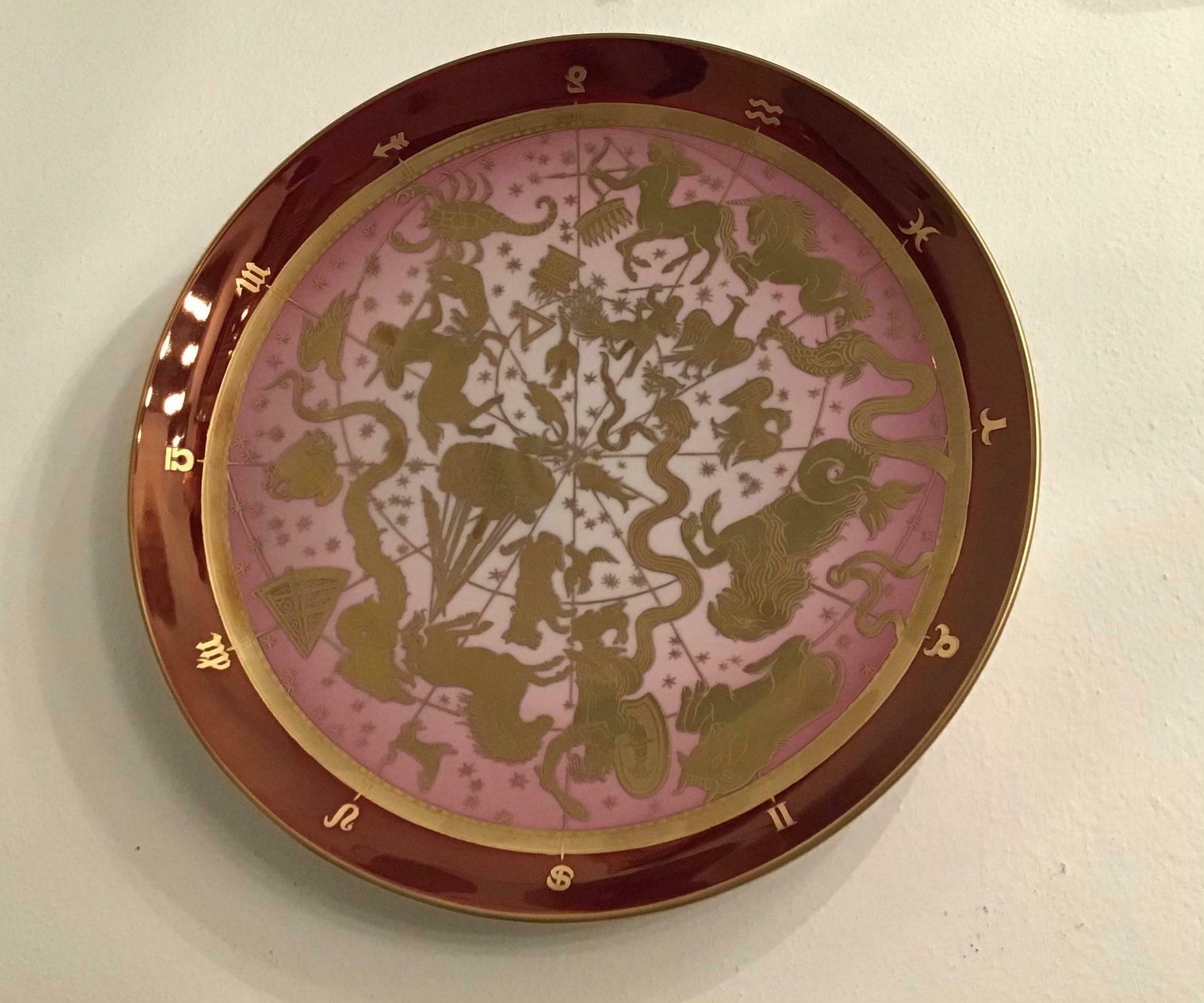 Morbelli Porcelain Wall Plate “Planisfero Celeste“ Worked With Pure Gold 1960 It photo vinterior