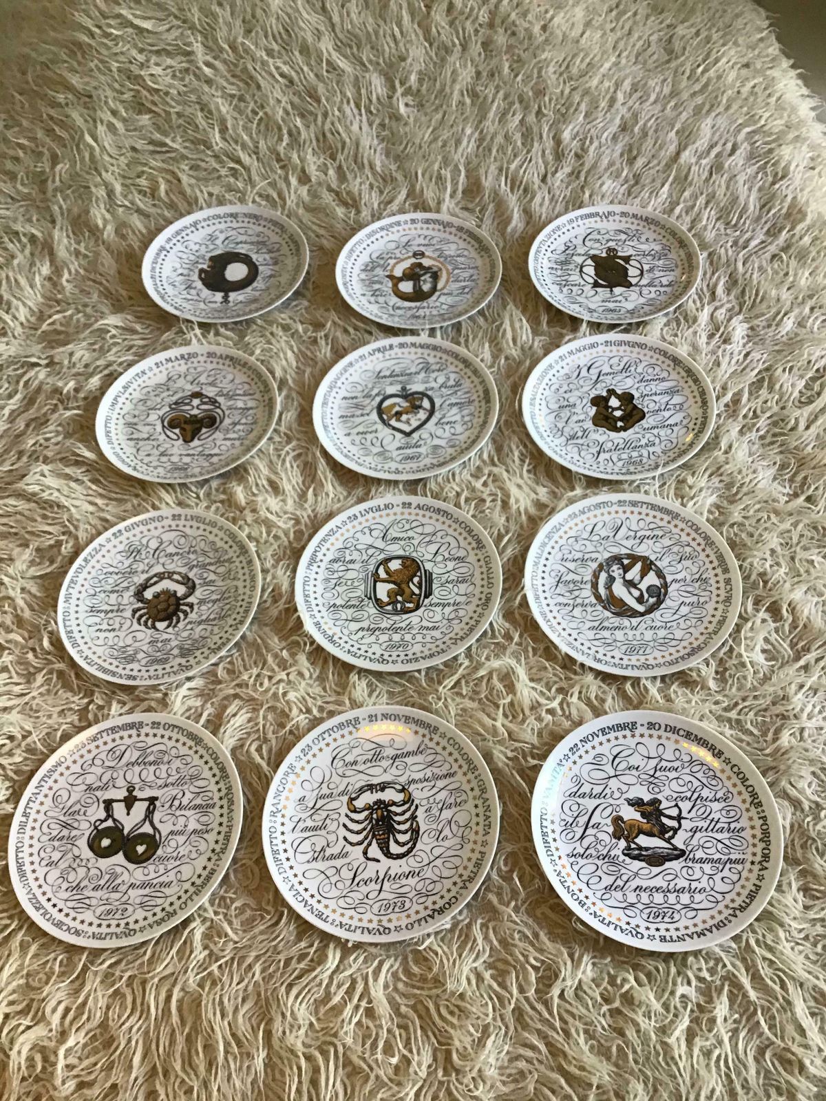 Piero Fornasetti Complete Zodiac Sign From 1964 1974 Porcelain, Italy photo vintage