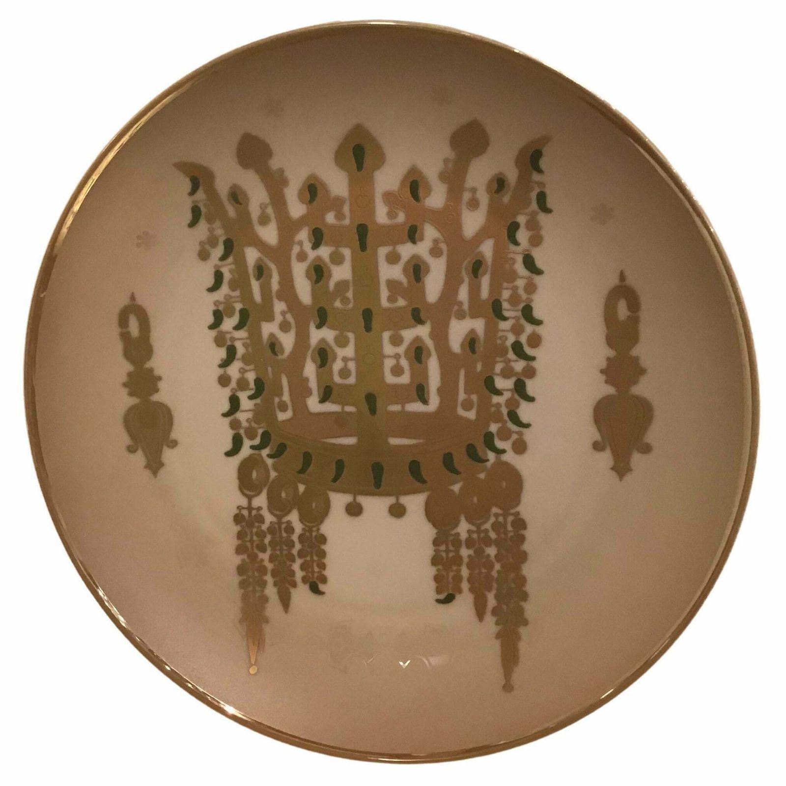 Morbelli Porcelain “Dinastia Silla” Wall Plates Worked With Pure Gold 1960 Italy