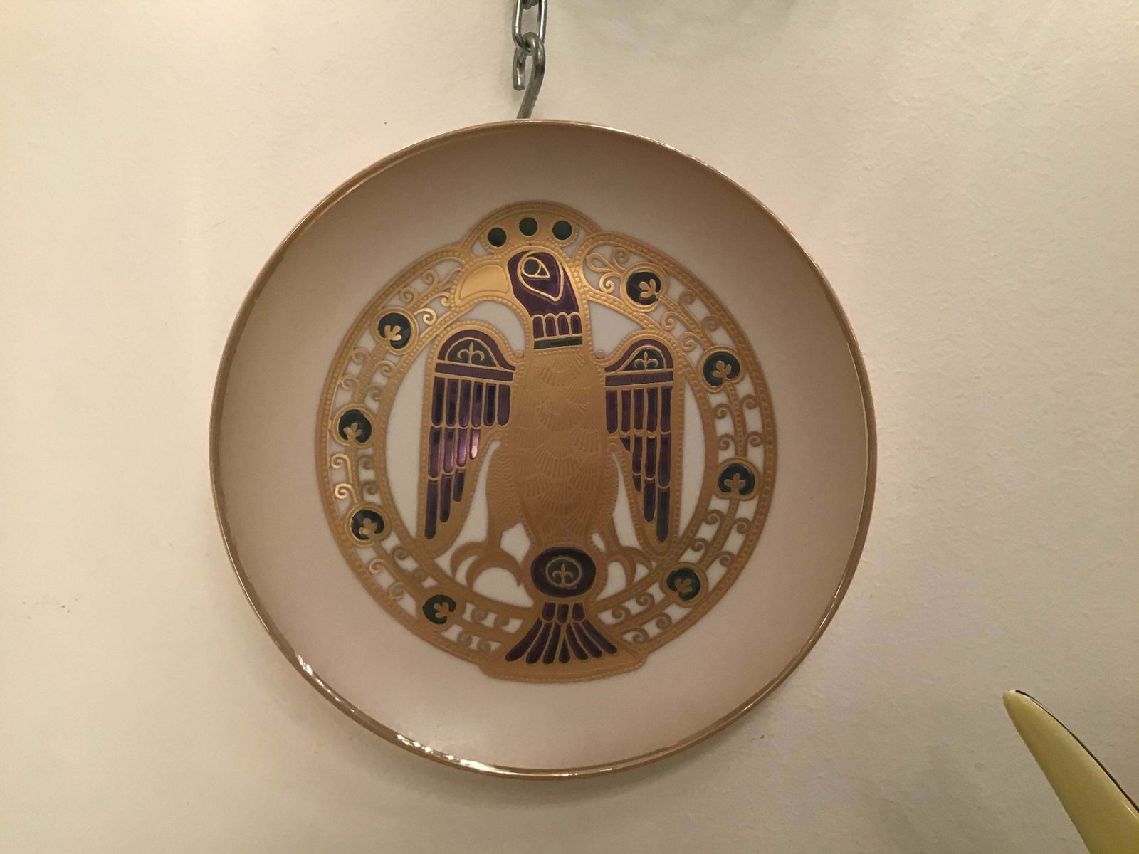 Morbelli Porcelain “Gioiellò Germany Wall Plate Worked With Pure Gold 1960 Italy photo vinterior