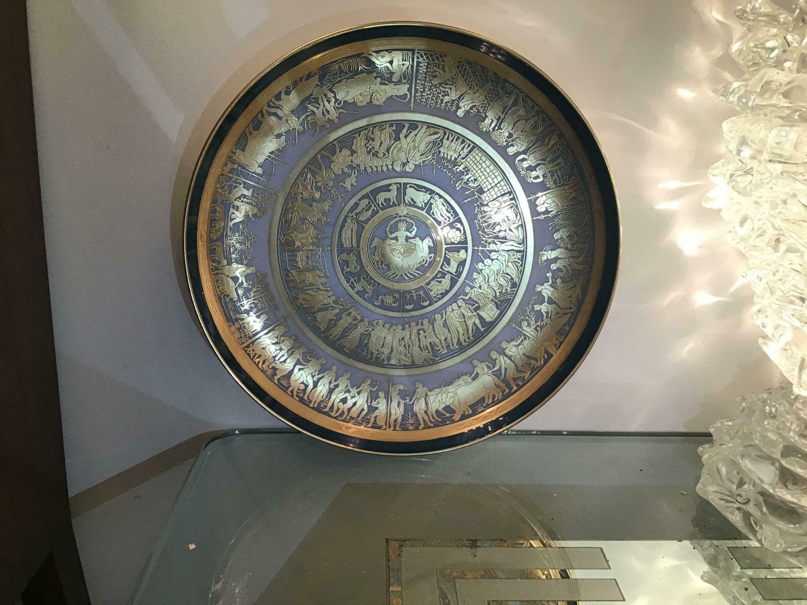 photo furniture Morbelli Porcelain “Scudo Di Achillewall Plates Worked With Pure Gold 1960 Italy