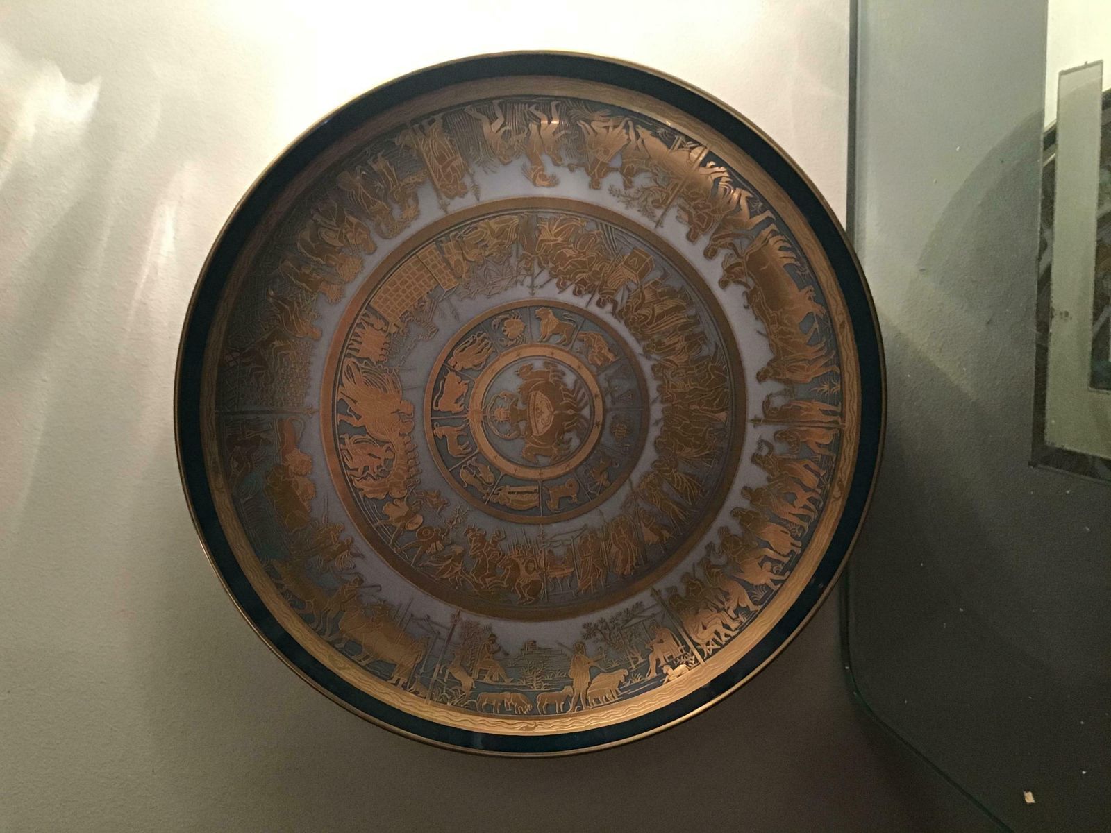 photo buy Morbelli Porcelain “Scudo Di Achillewall Plates Worked With Pure Gold 1960 Italy