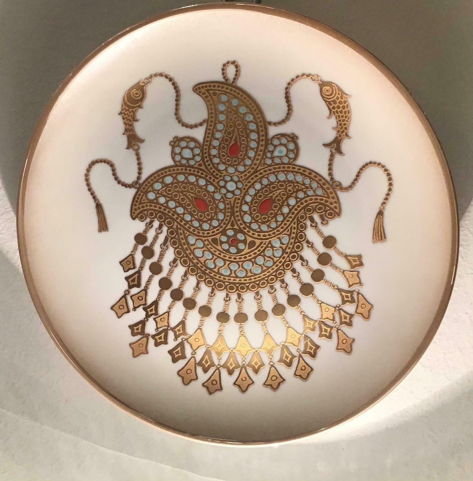 Morbelli Porcelain Wall Plates Worked With Pure Gold, 1960, Italy photo for sale
