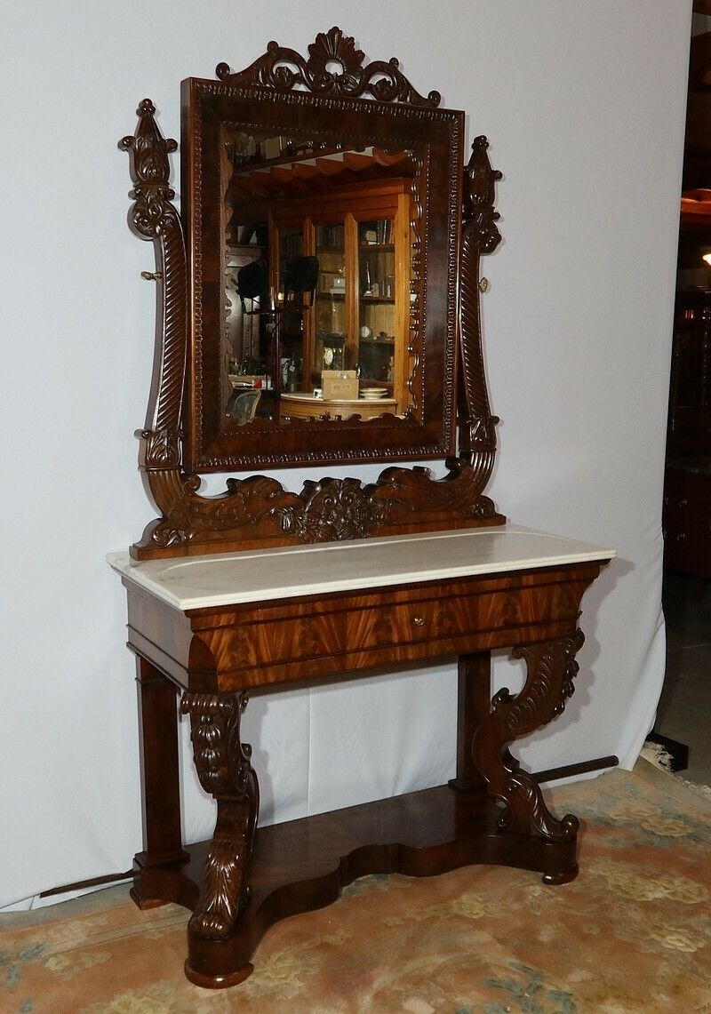 Important Writing Dresser In Mahogany, Restoration Period Early, 19th Century