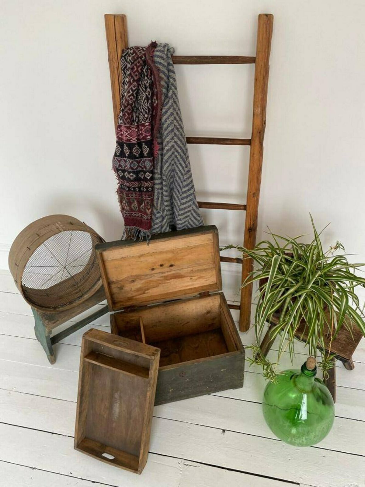 Shabby Trunk Early Century  Rustic Cabinet Storage Box  Tools  Seeds Cupboard  Up Cycle Organise Hand Made Primitive Case Old photo for sale
