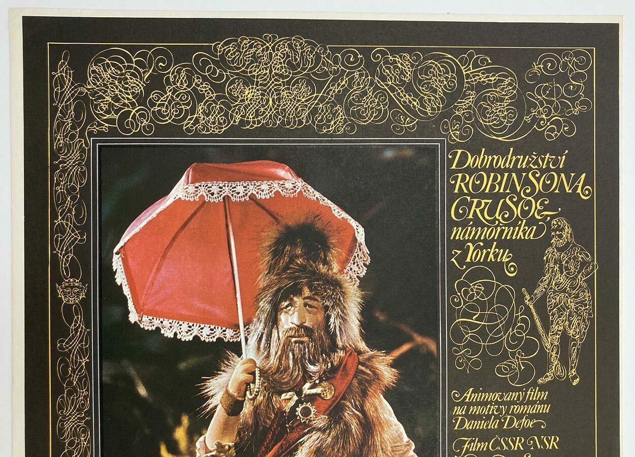 Original Film Poster, Adventures Of Robinson Crusoe, Milan Kopřiva, 1982, Genuine Czech Vintage Print photo furniture
