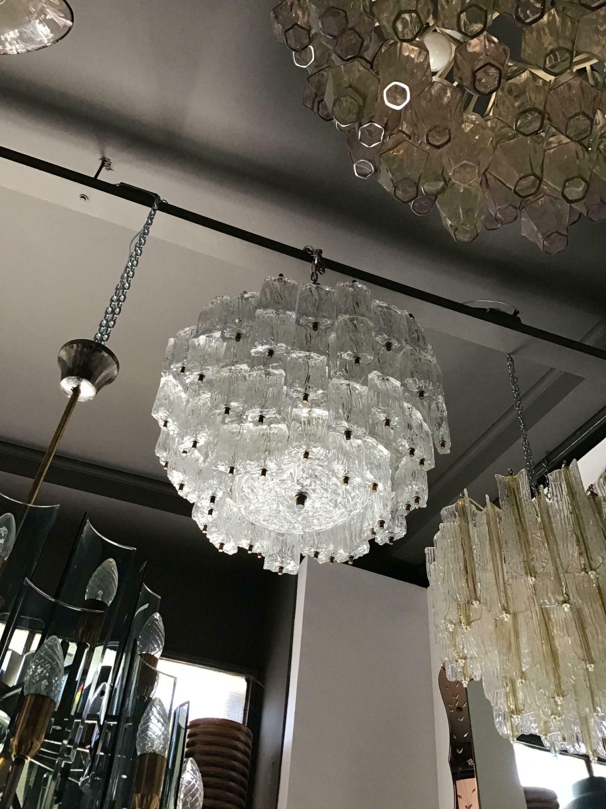 Venini Toni Zuccheri Chandelier Murano Glass Brass 1950 Italy photo 6778.0