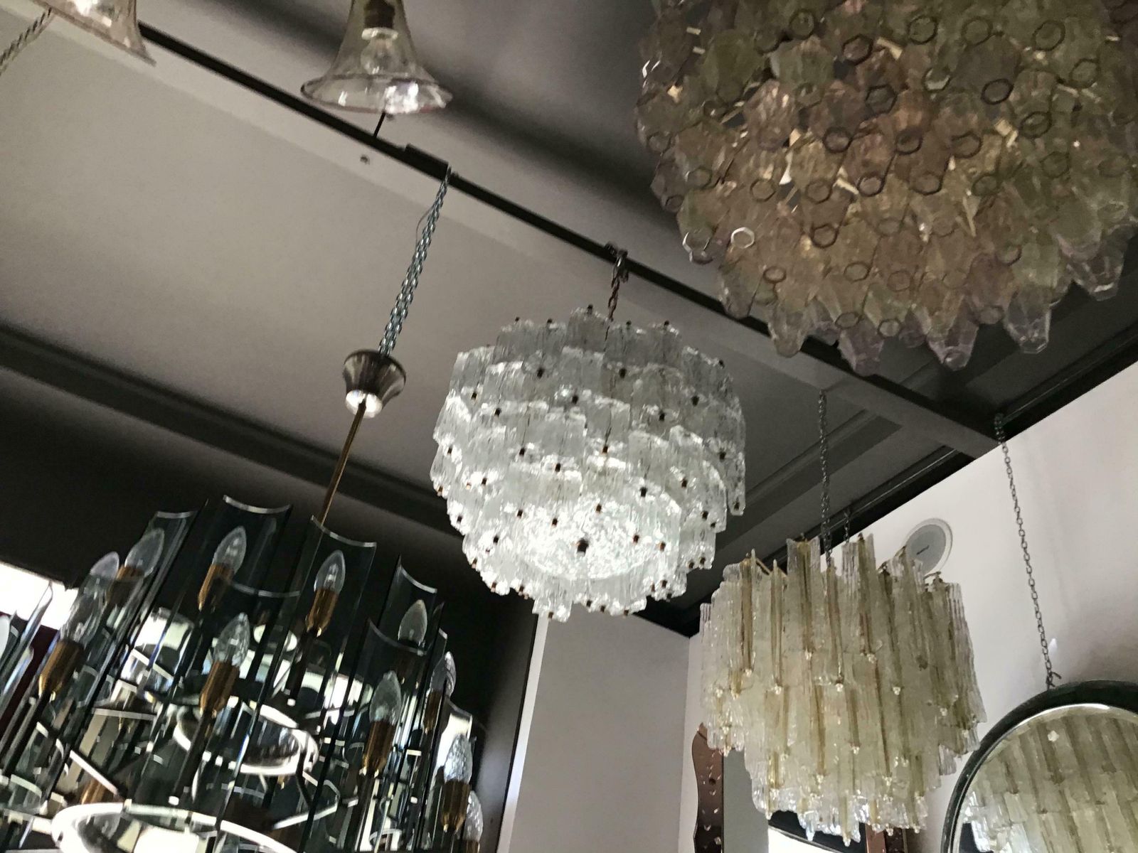 Venini Toni Zuccheri Chandelier Murano Glass Brass 1950 Italy photo vintage